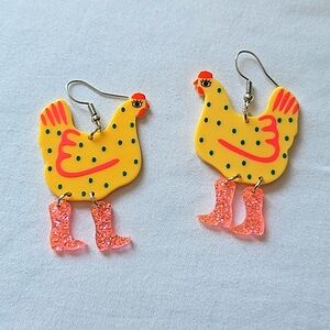 Acrylic Chicken Earrings